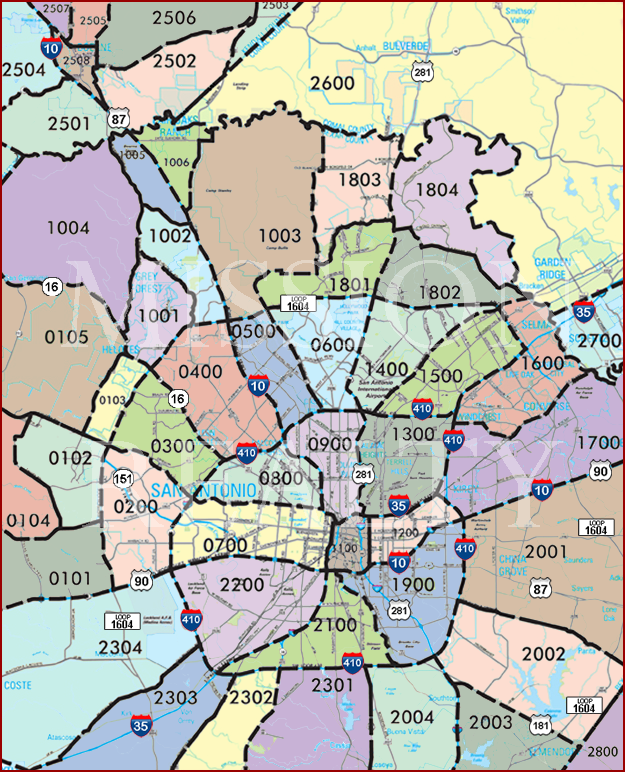 San Antonio Zip Code Map With Streets Map