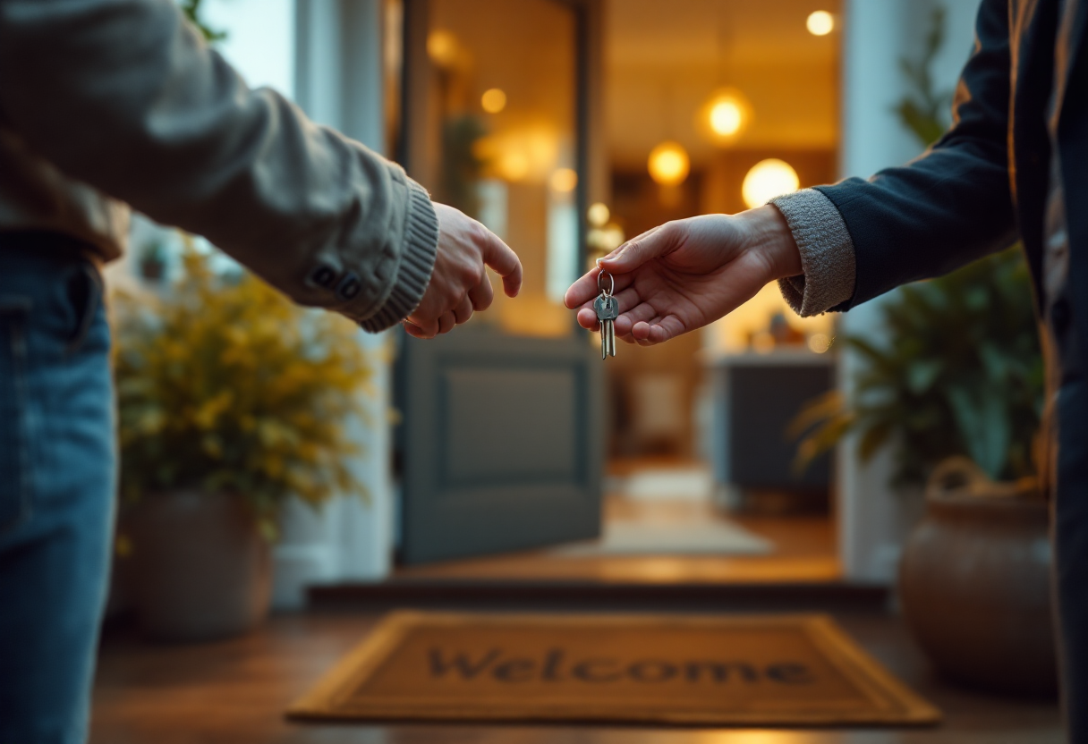 Keys being handed to a renter, representing professional property management