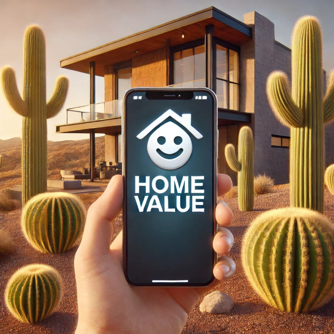 outhwestern-style Arizona home with desert landscaping, illustrating frequently asked questions about determining accurate home values in Arizona.