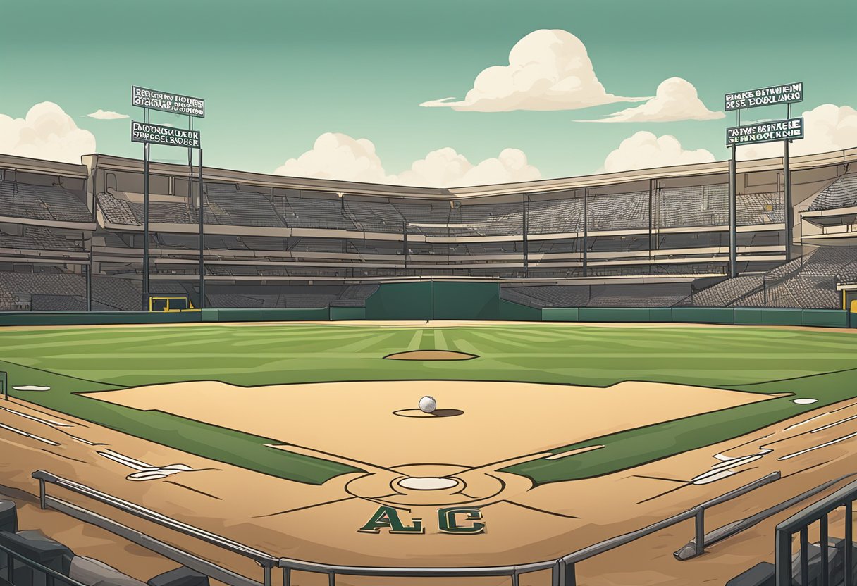 A vibrant baseball field in Phoenix, AZ with a warning sign in the background