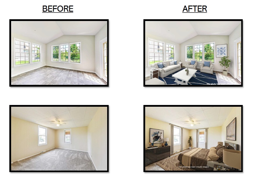Virtually staged living space showing the potential of an empty room