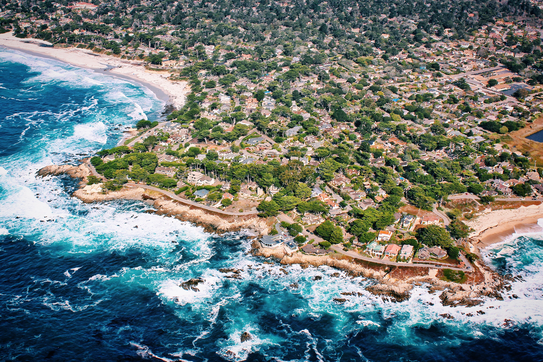 Carmel-by-the-Sea and Carmel Beach from the air