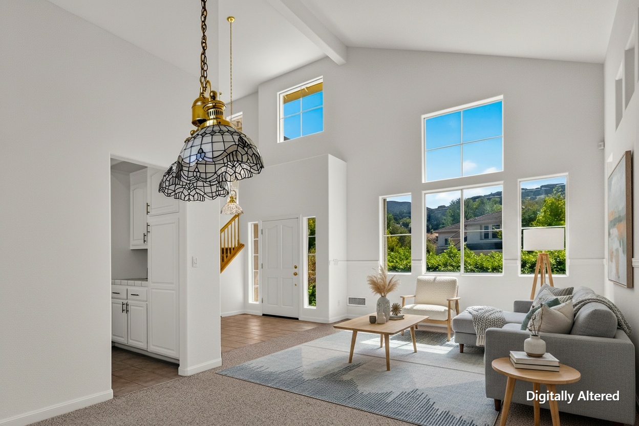 Family room with fireplace and high ceilings at 19243 Dovewood Court