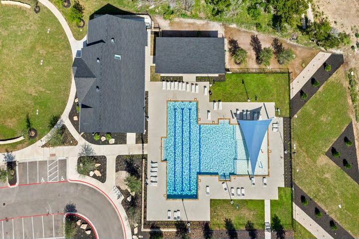 Aerial view of a community pool