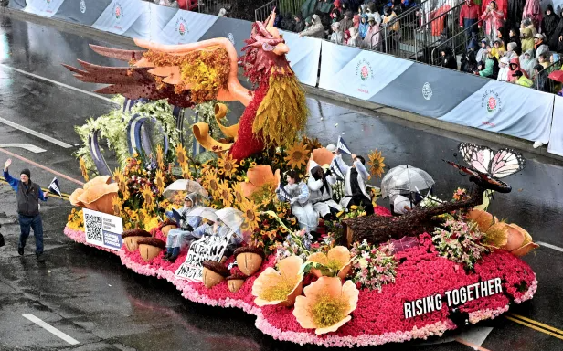 CAMPBELL WELLMAN PROPERTIES ROSE PARADE 2026 RISING TOGETHER FLOAT PACIFIC PALISADES
