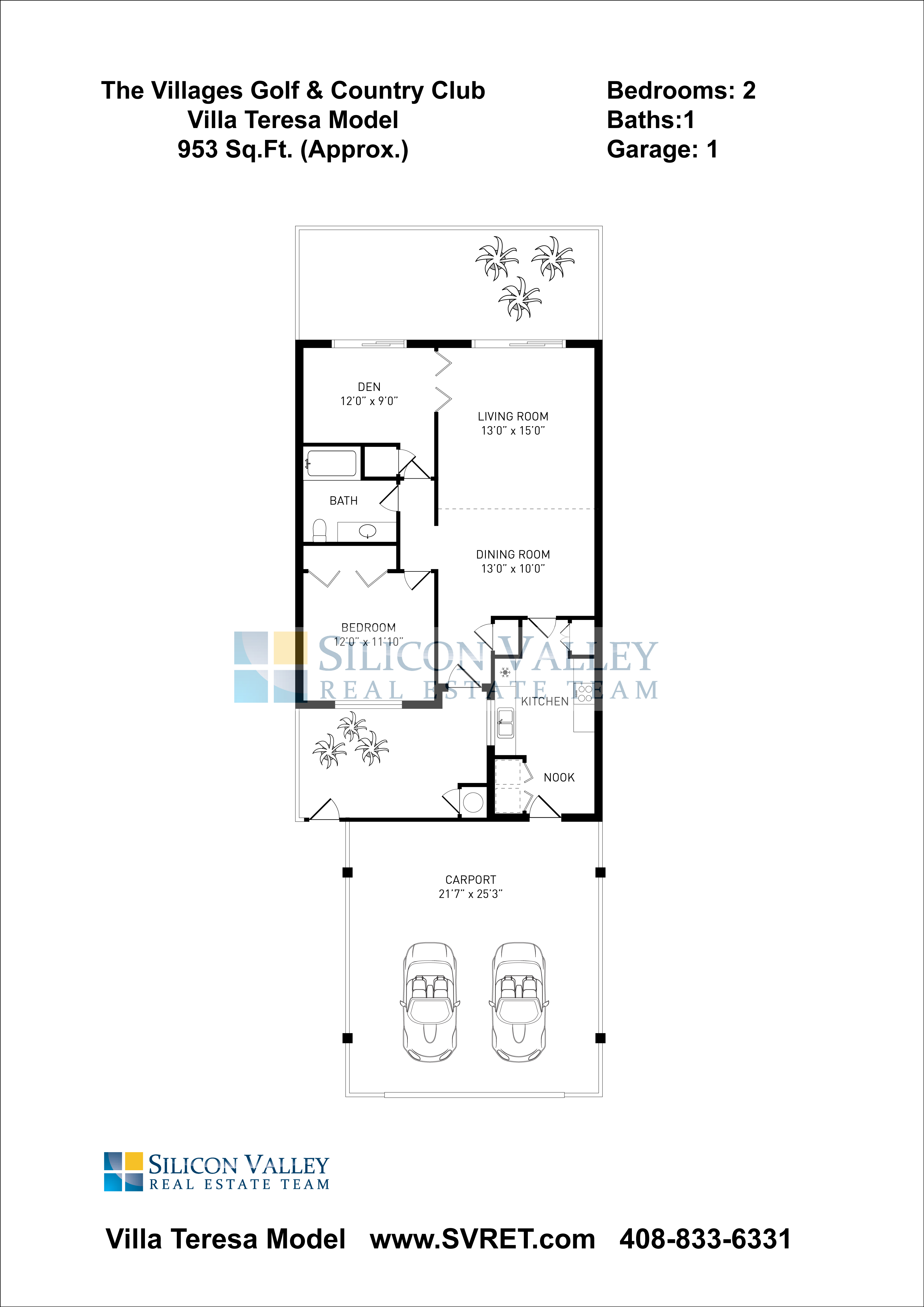 Villa Teresa Floor Plan Model 953sf Montgomery Village The Villages San Jose CA