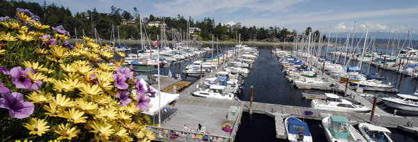 Parksville Marina with Boats and Flowers