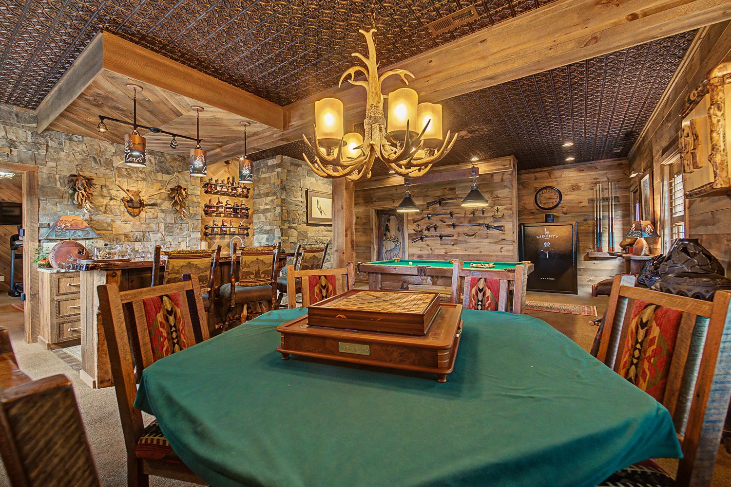 Lower level card table and game area