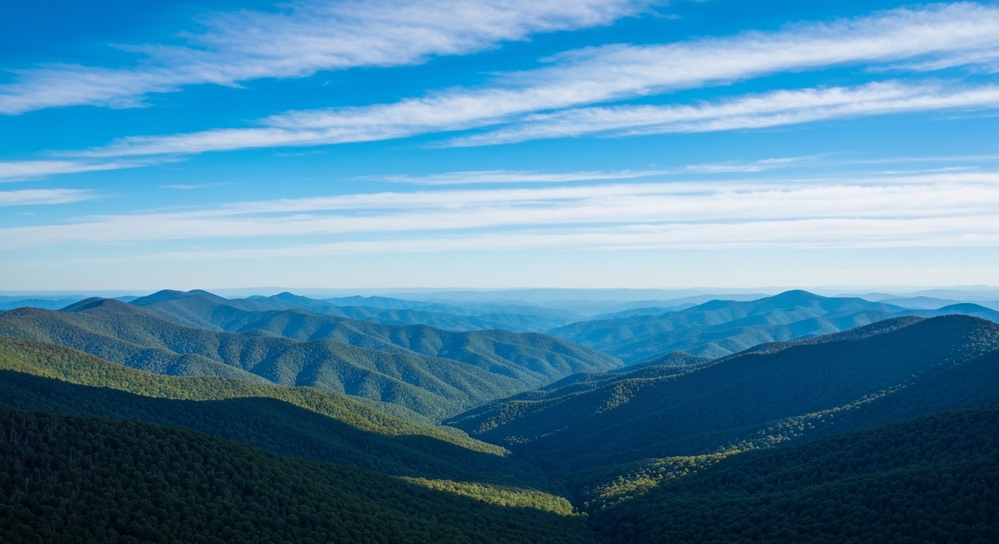 Grassy mountain bald with sweeping Blue Ridge views near Bearwallow Mountain in Henderson County, North Carolina.