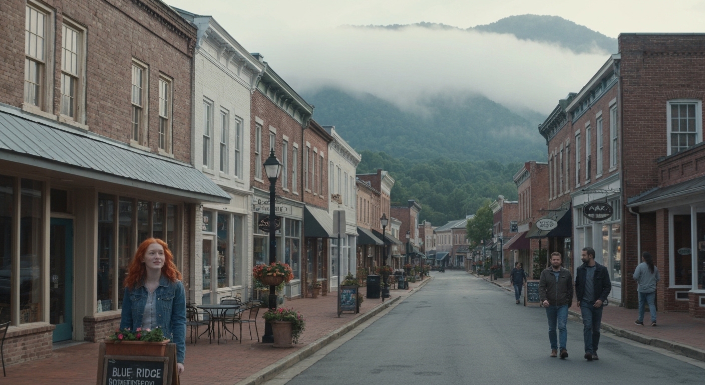 Blue Ridge Mountains small town downtown street