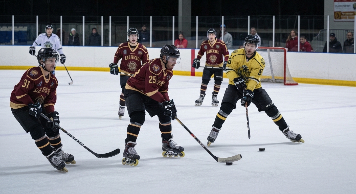Skaters and roller hockey players using an outdoor public rink similar to the one planned in Asheville.