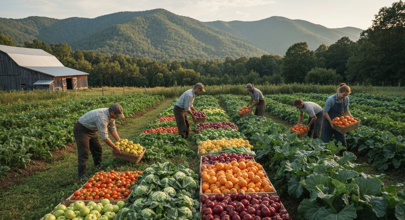Blue Ridge Mountain farm fresh produce harvest