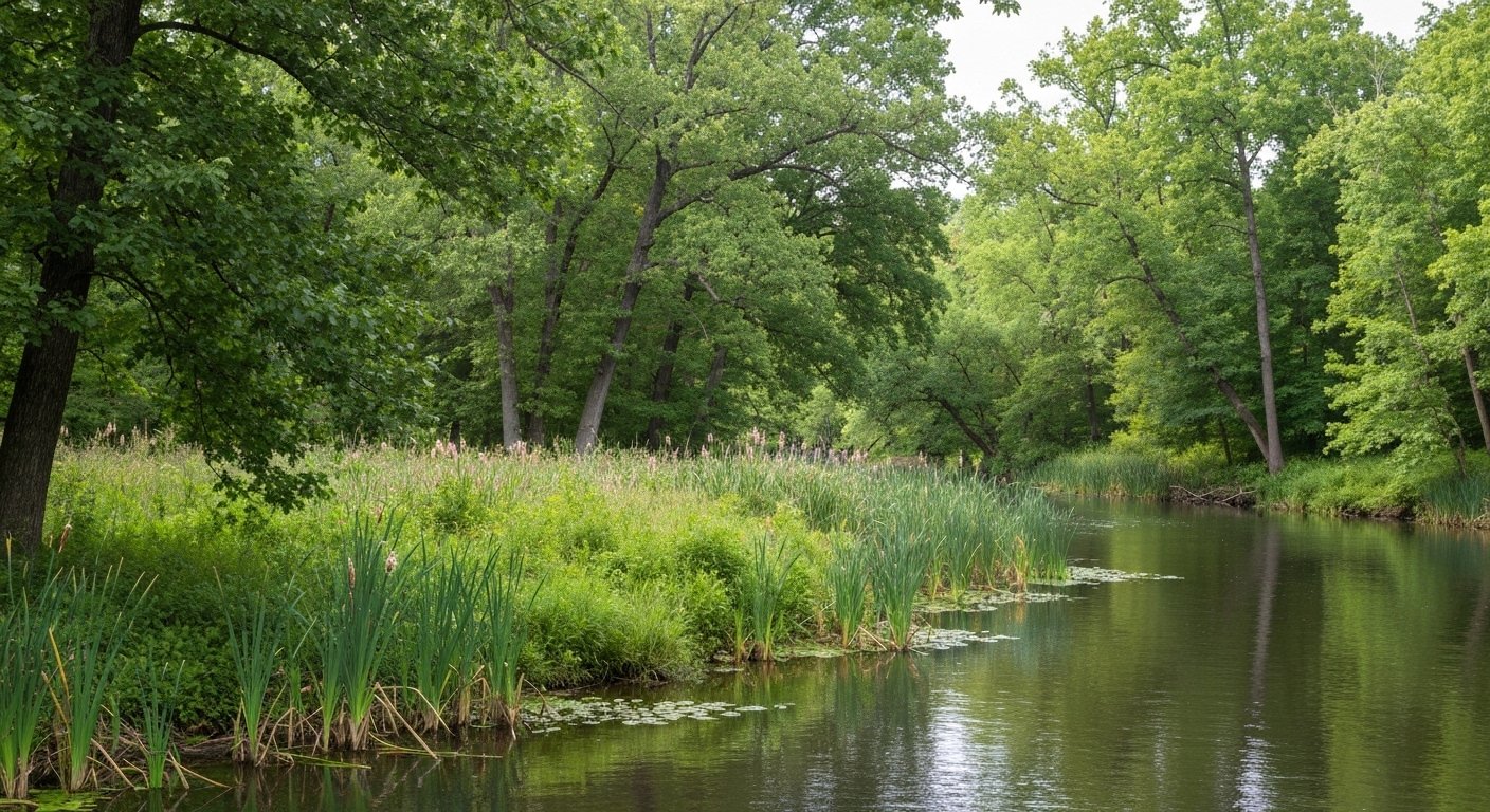 Dense stand of native river cane growing along a mountain creek bank in Western North Carolina.