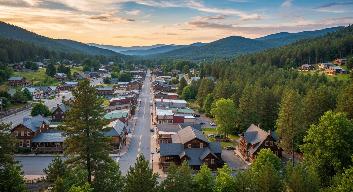 A residential neighborhood tucked into the wooded mountains near Waynesville in Haywood County, North Carolina.