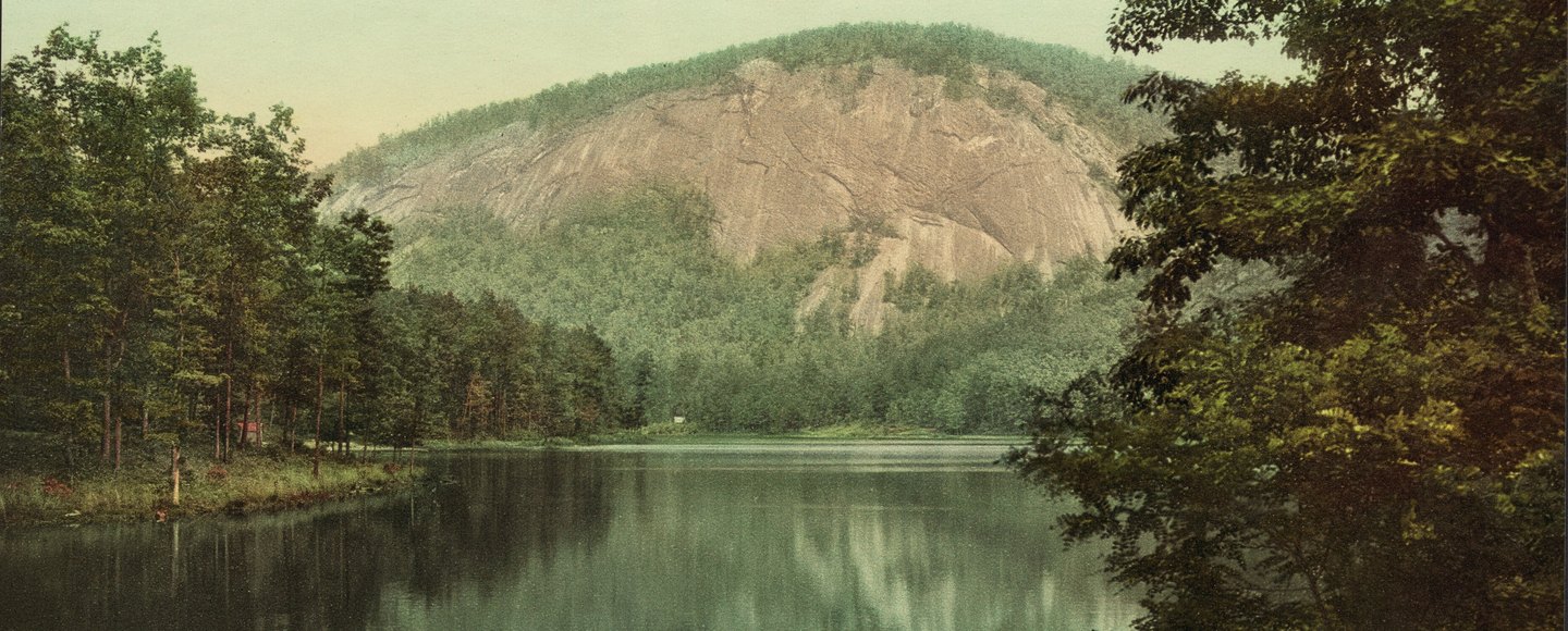 Bald Face rising above Lake Fairfield at Sapphire, North Carolina, in a 1902 view