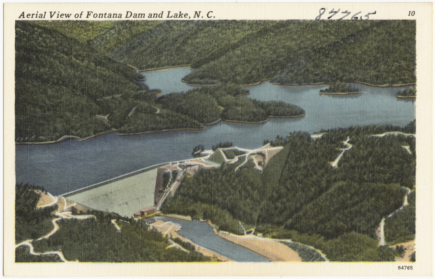 Aerial view of Fontana Dam and lake, N. C. (5812055330)