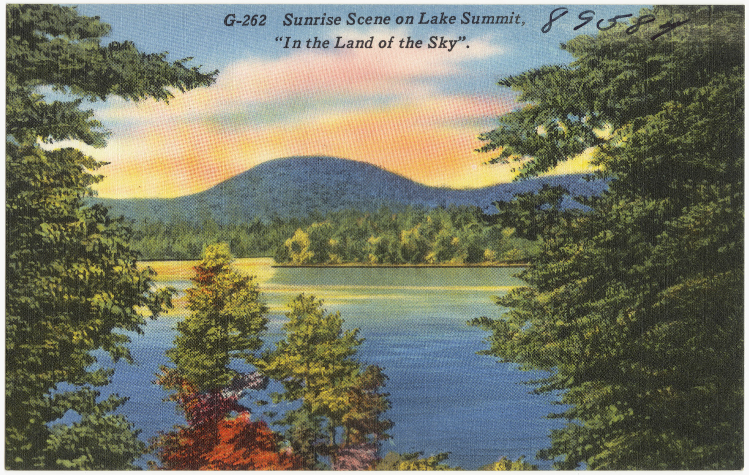 G-262. Sunrise scene on Lake Summit, "In the land of the sky". (5756039628)