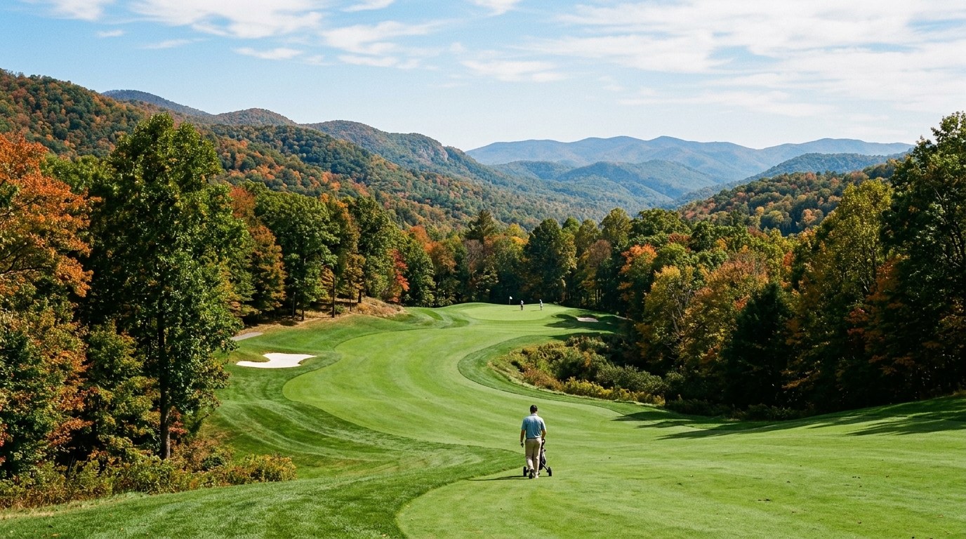 A fairway at a mountain golf course near Asheville, North Carolina.