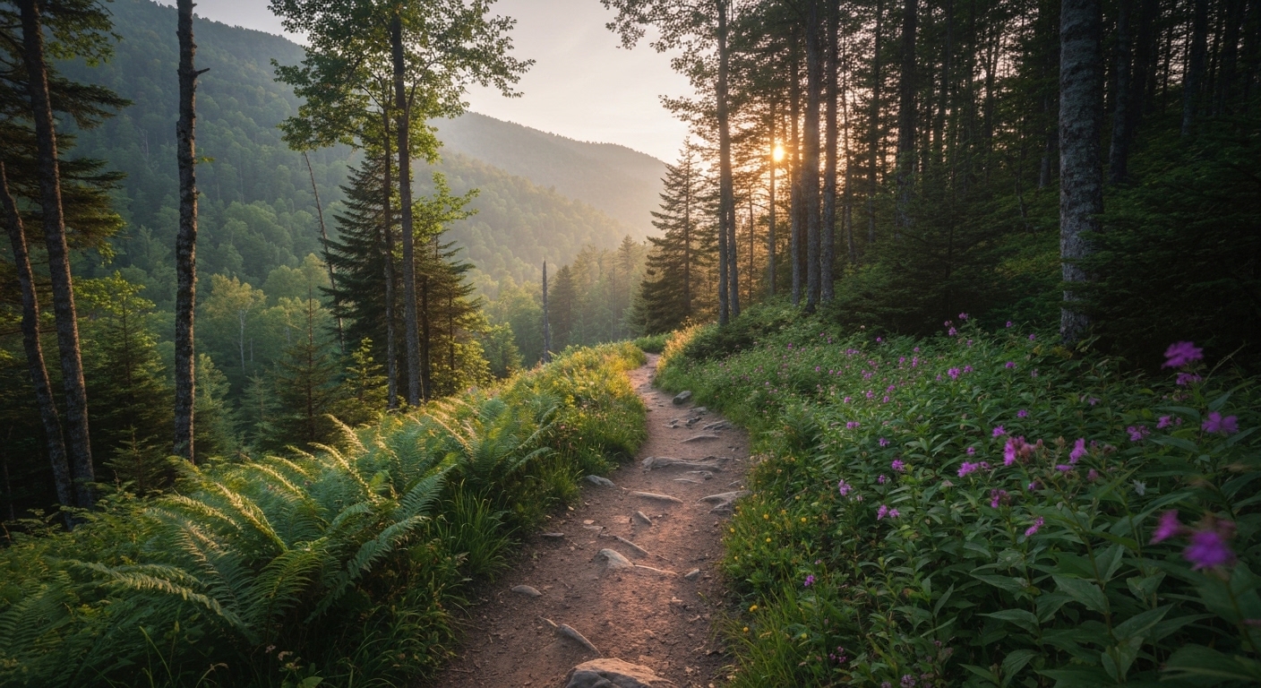 Pisgah National Forest trail morning light