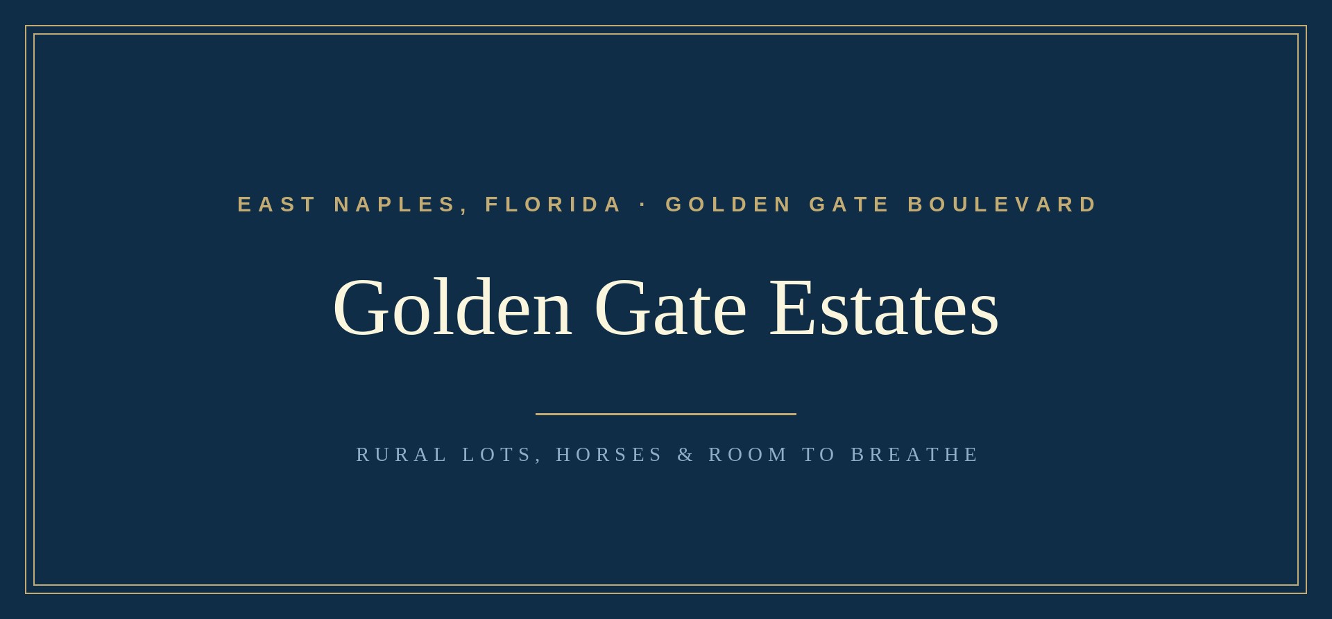 Golden Gate Estates, Florida — rural lots, horses and room to breathe