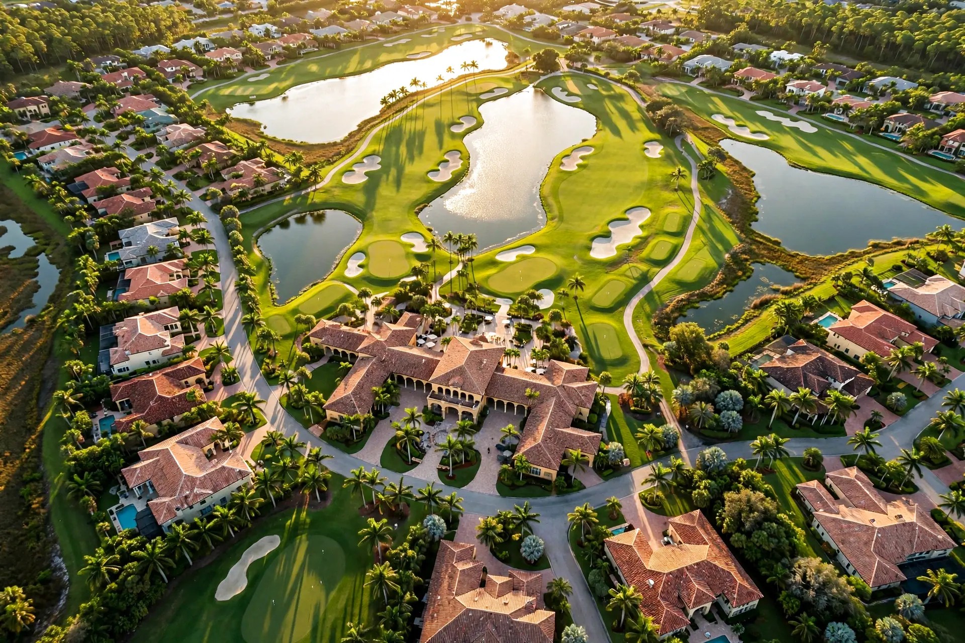 Golf course community aerial in Naples, Florida