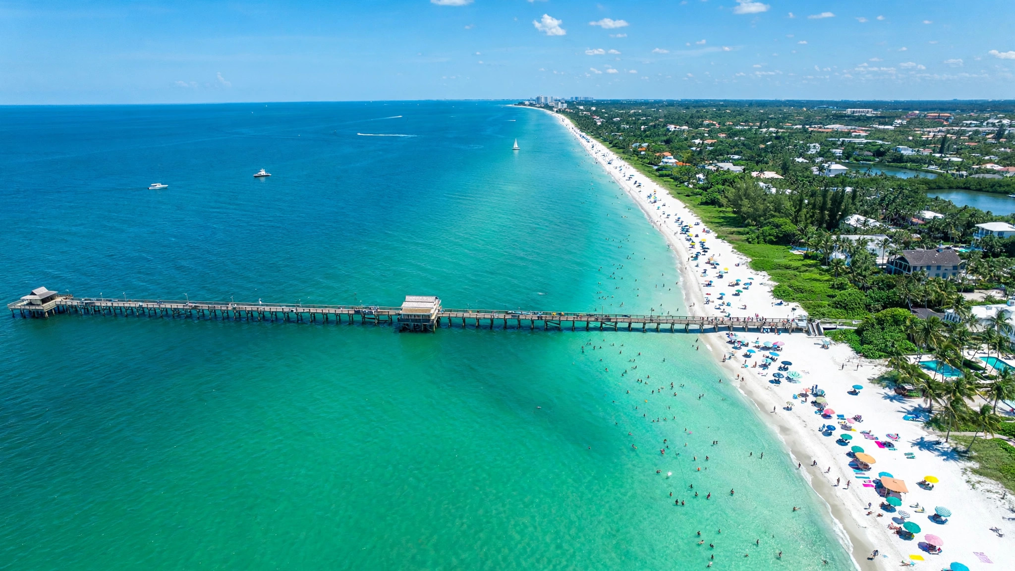 The Naples Pier and the Gulf shoreline — Naples, Florida
