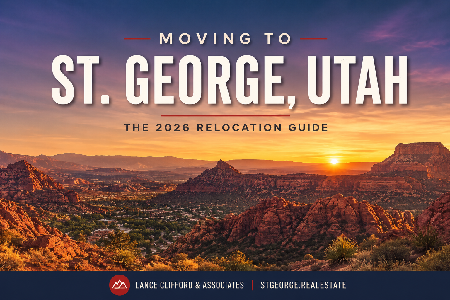 Moving to St. George, Utah: the 2026 relocation guide, with red rock mesas at dusk