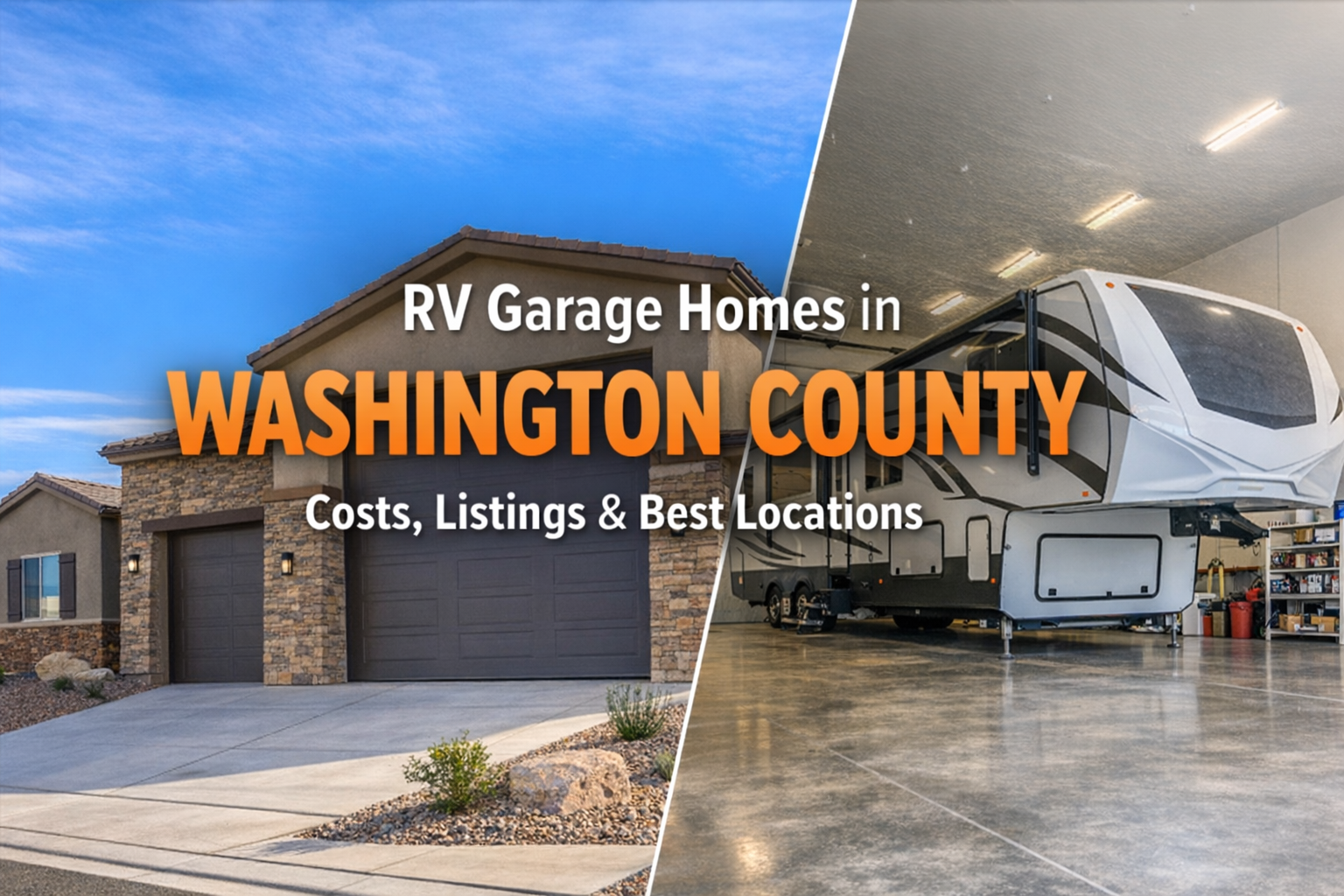 RV garage homes in Washington County Utah - costs and best locations