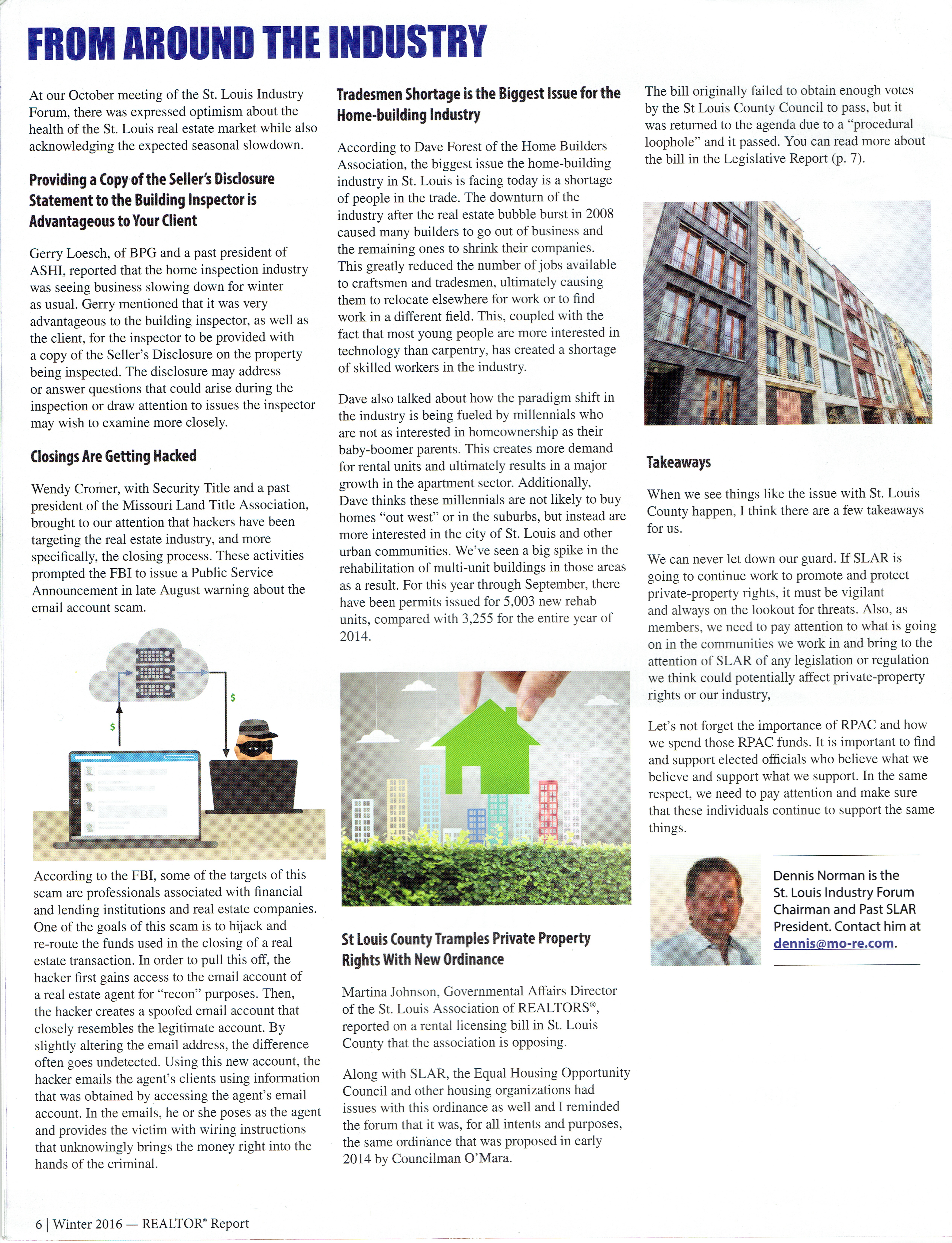 Around The Industry Article - Realtor Report Winter 2016