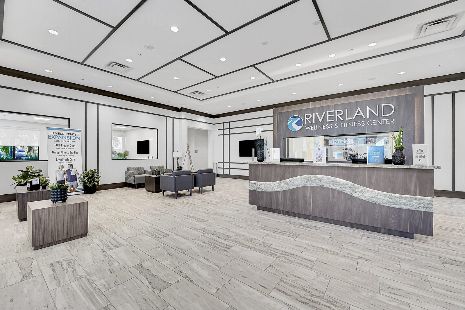 Lobby of the Riverland Wellness and Fitness Center in Riverland Port St. Lucie