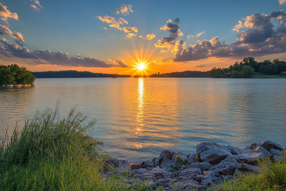 Sunset over Old Hickory Lake in Hendersonville, Tennessee