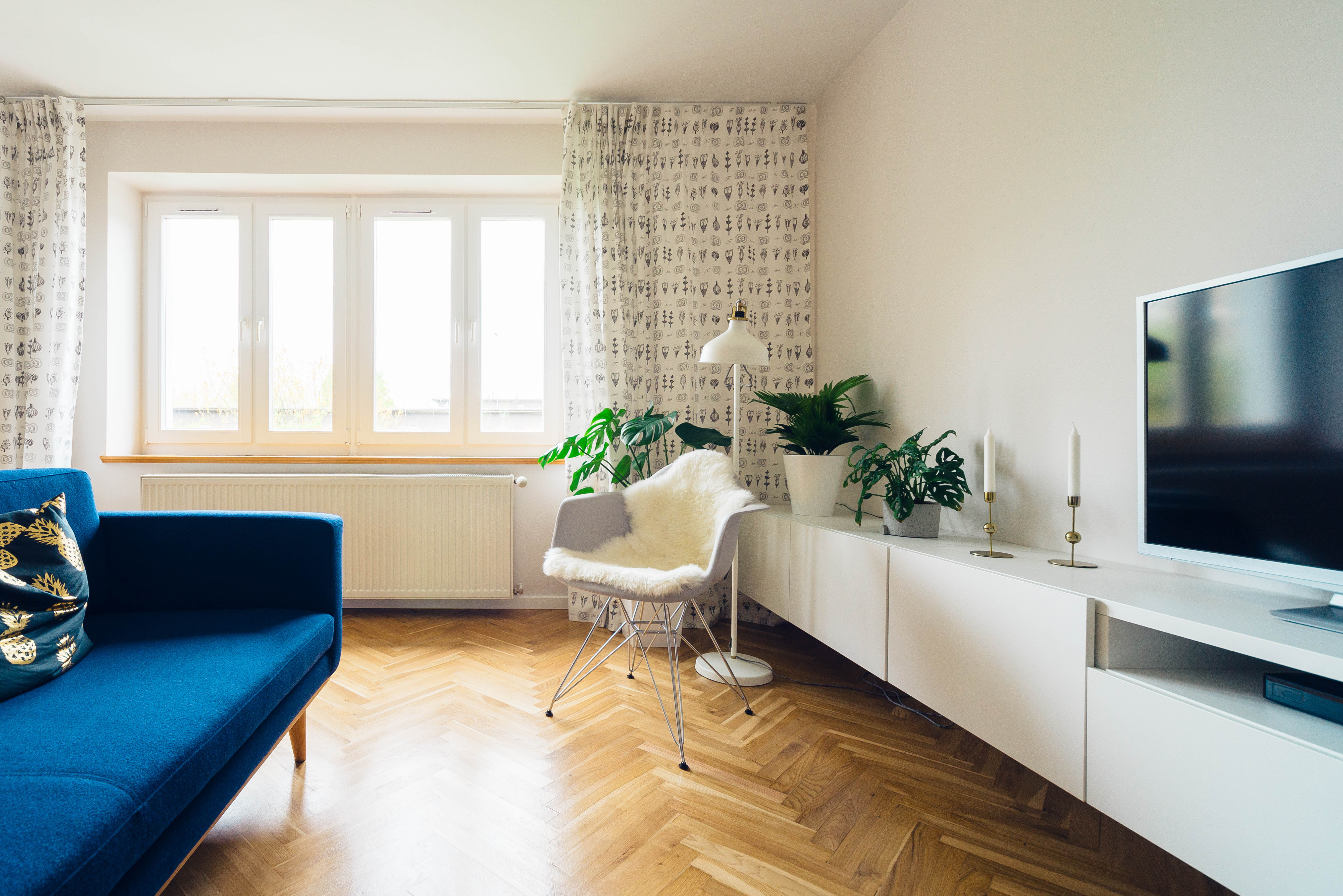 Bright welcoming living room prepared for a home sale