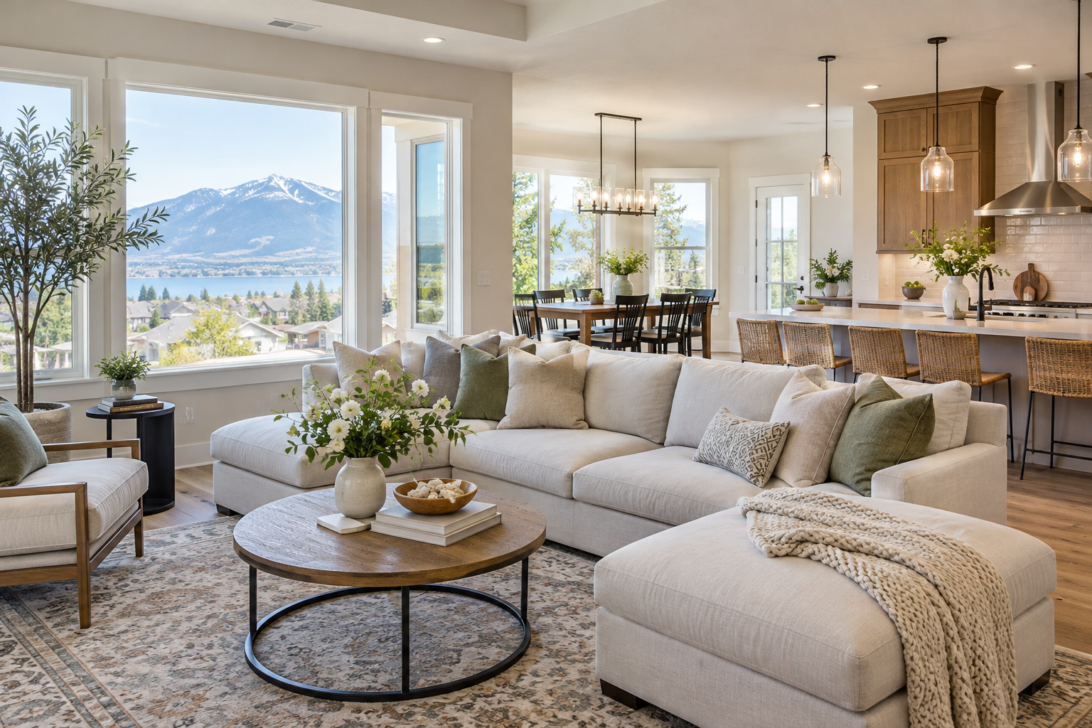 Bright, clean and staged living room ready for a home sale
