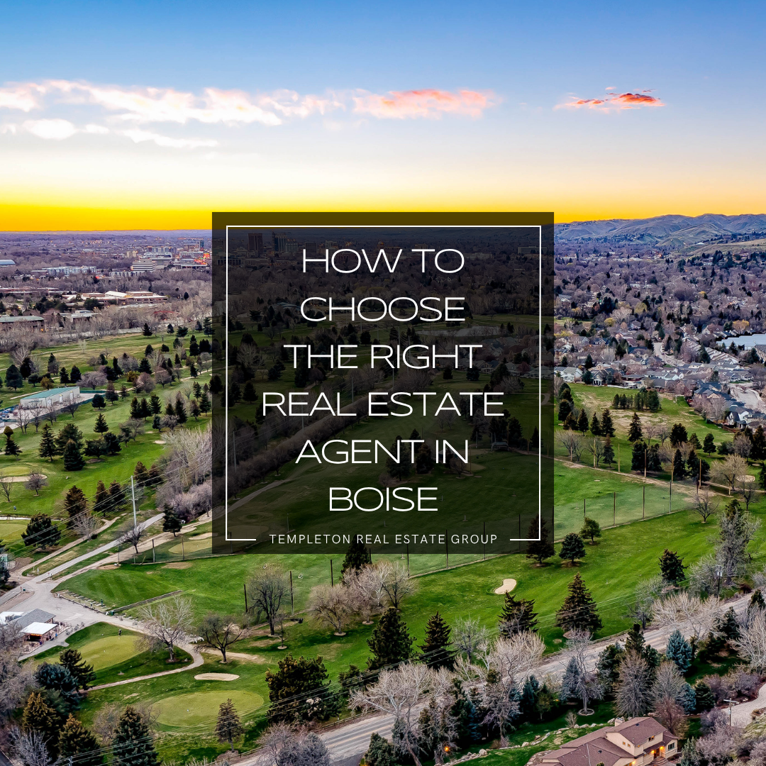 Aerial view of Boise, Idaho neighborhoods for a guide to choosing the right real estate agent.