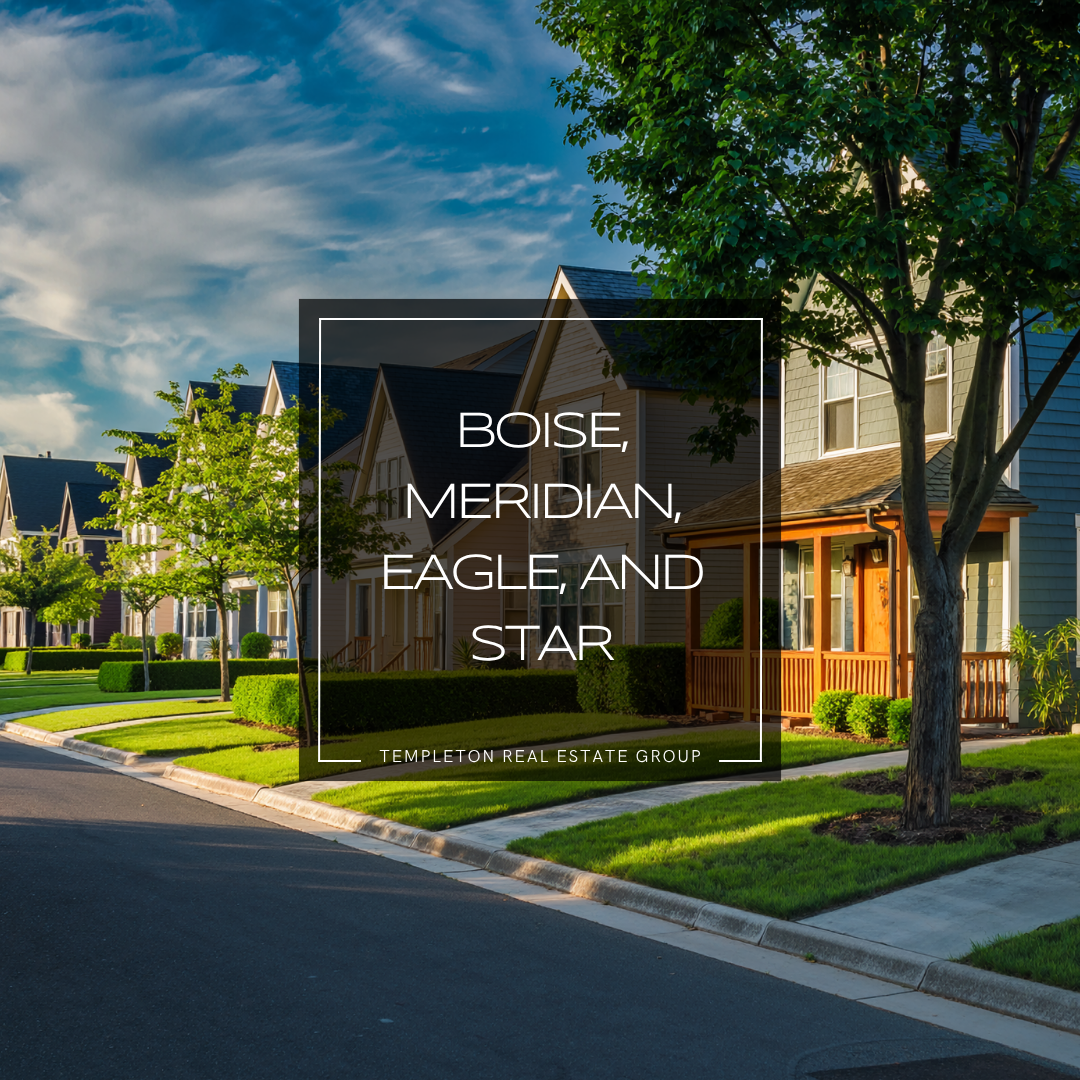 Suburban neighborhood homes in the Treasure Valley representing Boise, Meridian, Eagle, and Star Idaho real estate lifestyle.