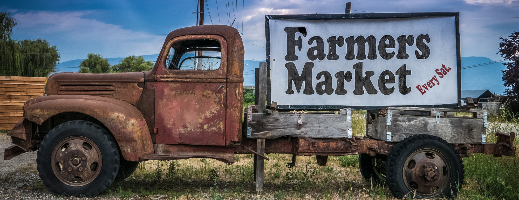 Farmers Market Sign on old truck