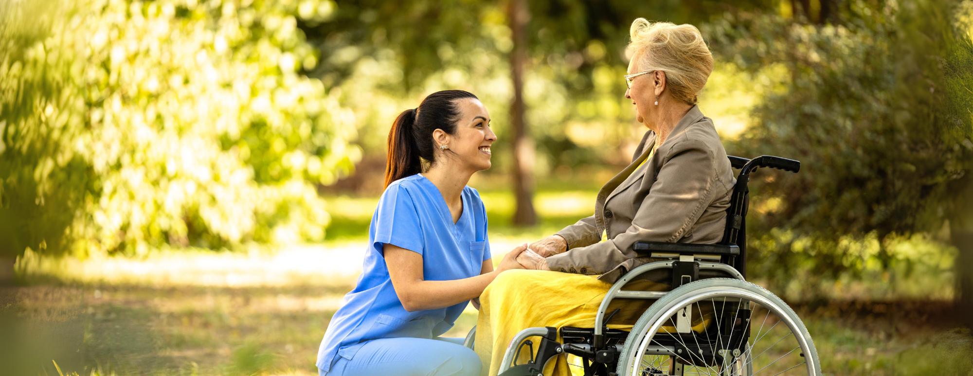 Boise healthcare worker with retiree outside
