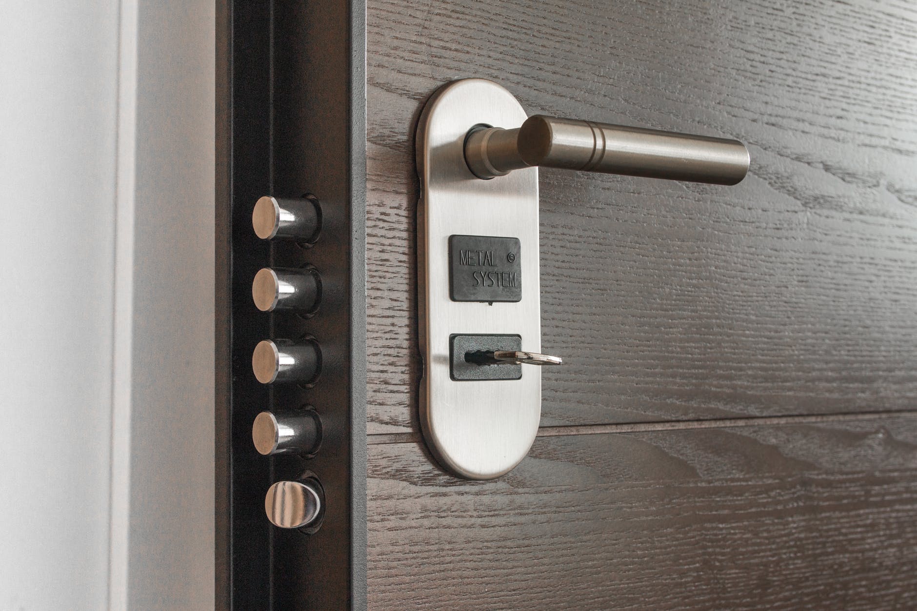 A door with various locks.