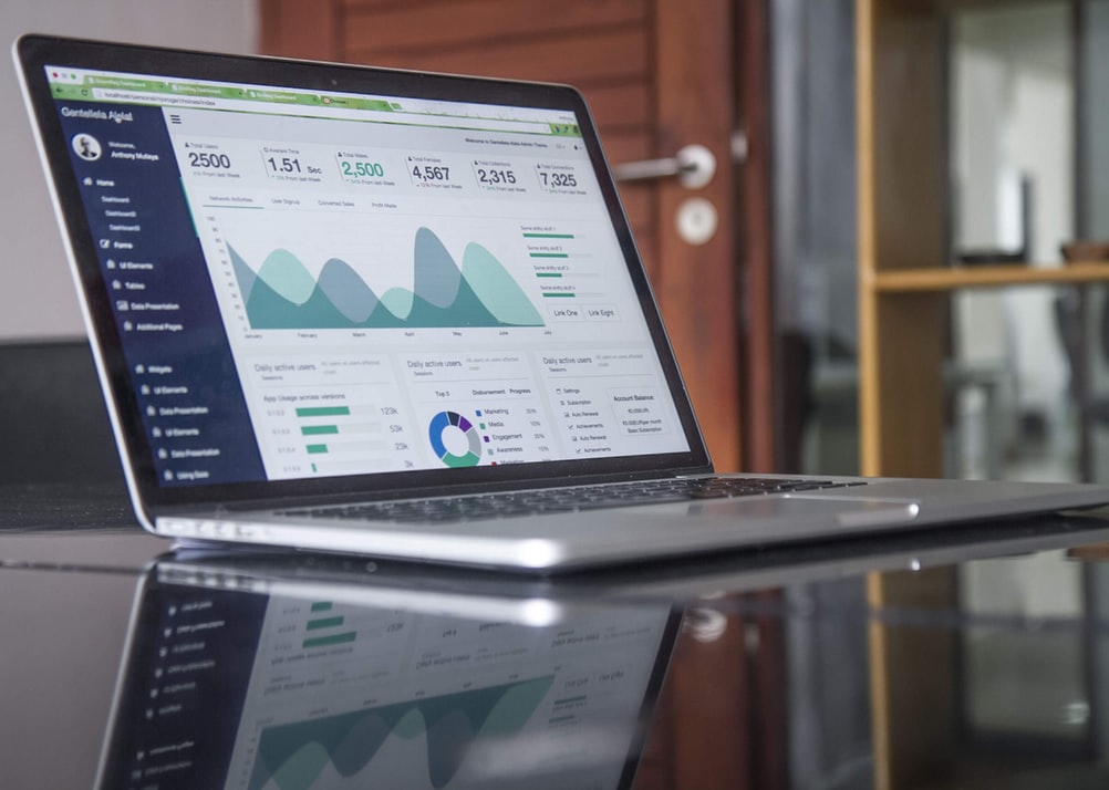 Statistics on a laptop.