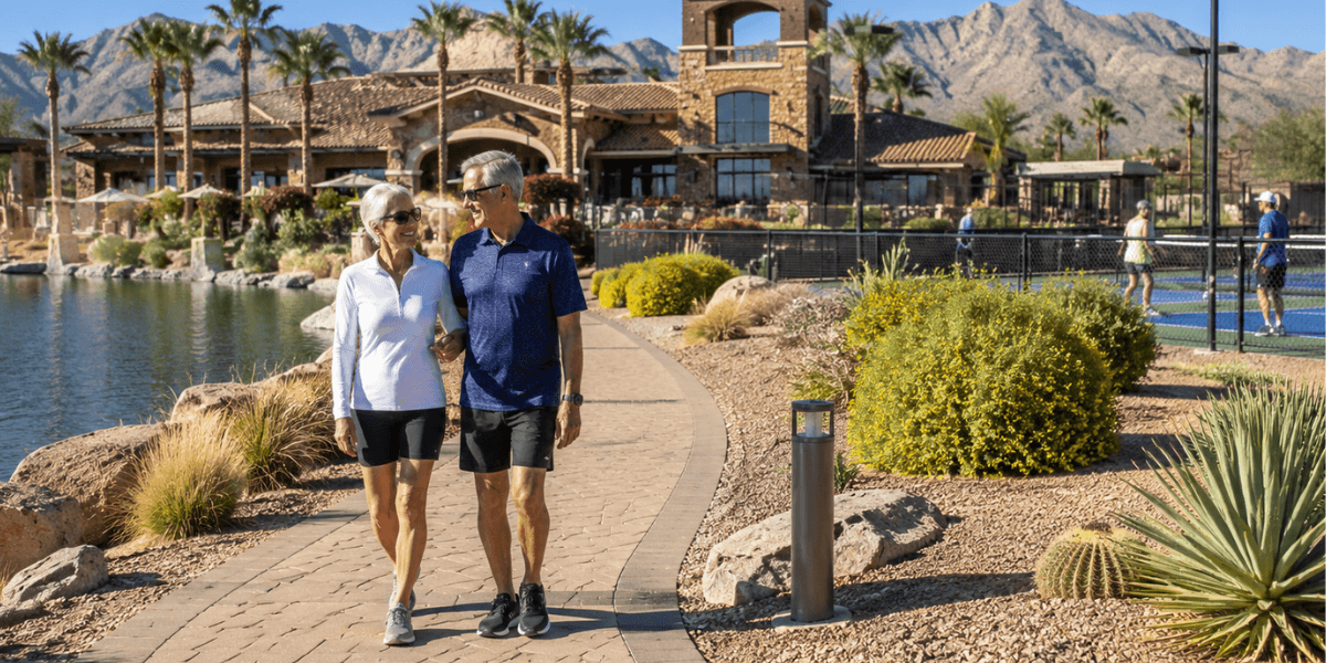 a couple walking in one of the best places to retire in arizona