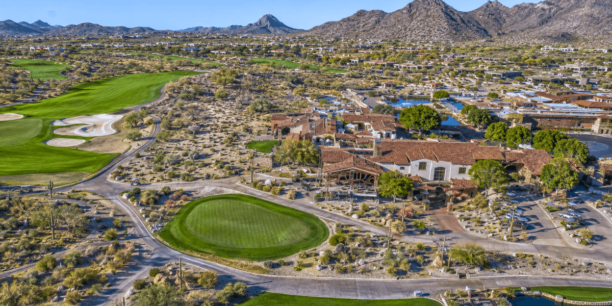 country club village dc ranch homes ariel view with golf course