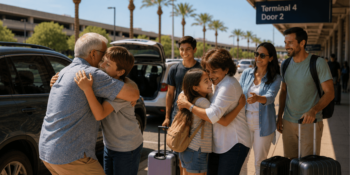 grandparents picking up family at sky harbor airport