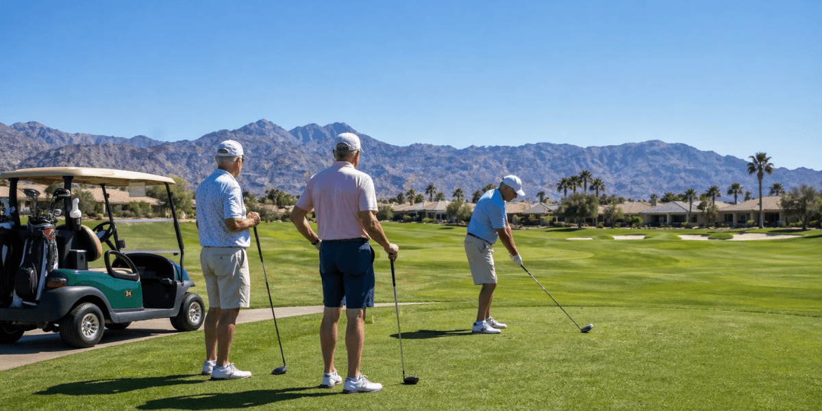 a group of friends golfing at a goodyear 55+ community