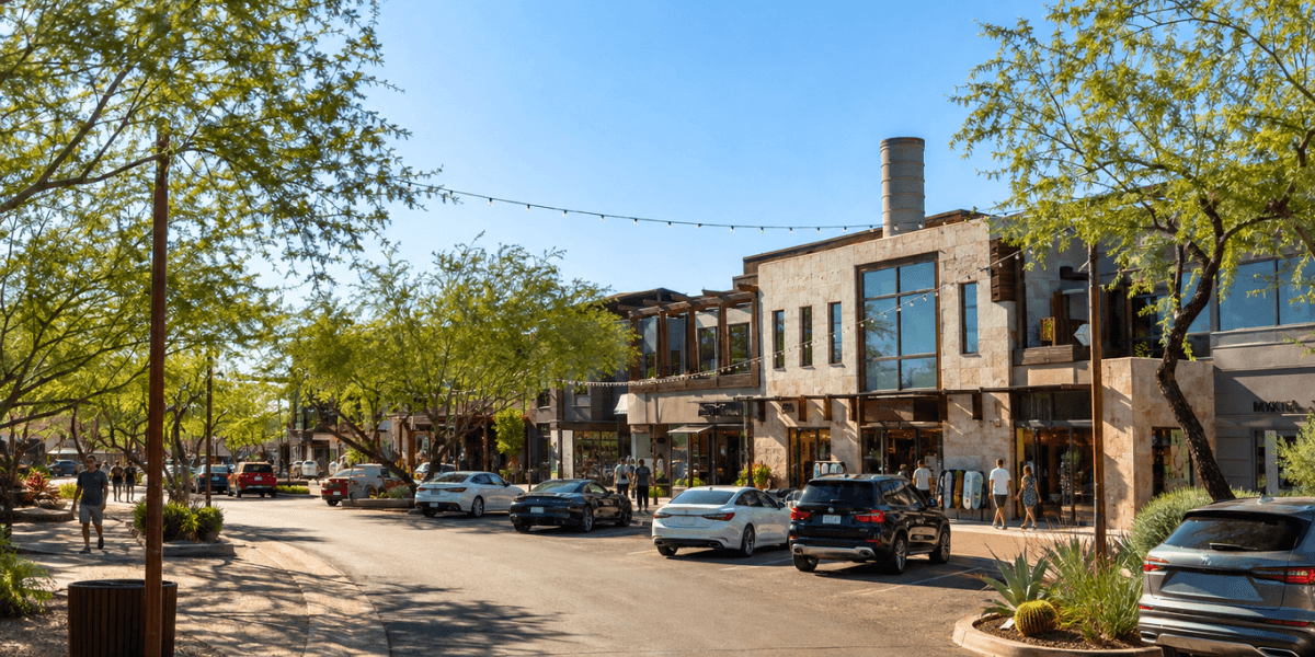 street view of an afternoon at market street in dc ranch scottsdale