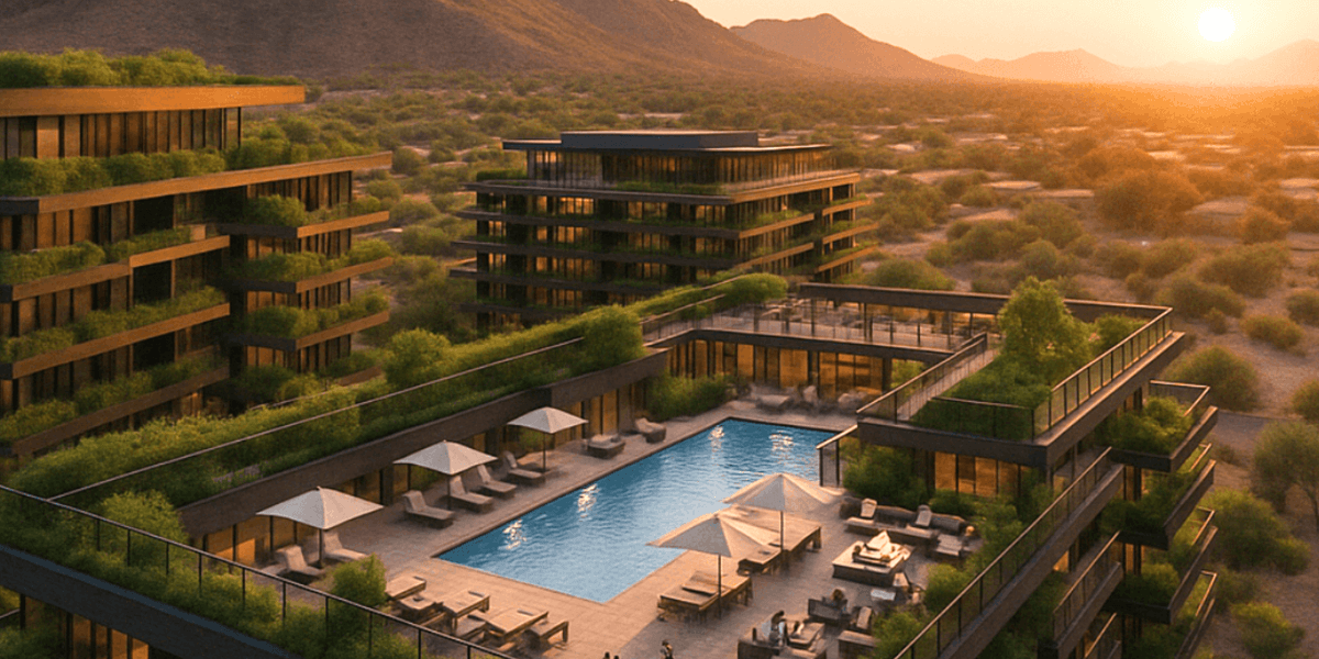 aerial view of Optima McDowell Mountain