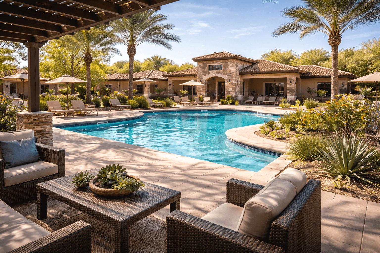 Resort-style pool and shared amenities in a Phoenix patio home community