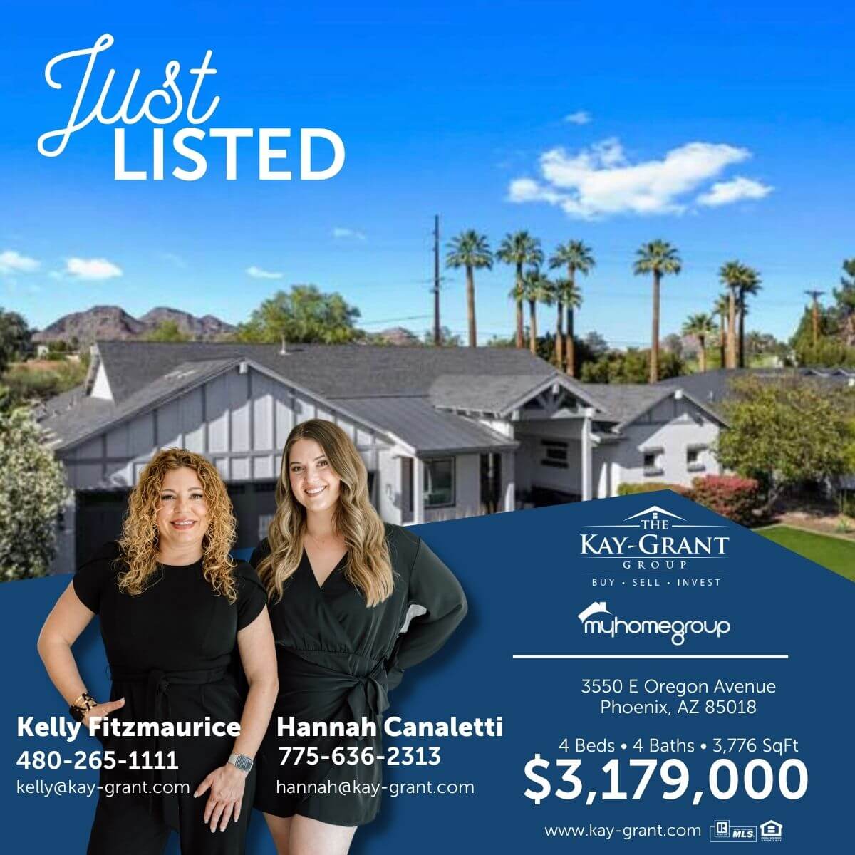 phoenix home for sale in the biltmore area. expansive gray home on a large lot with mature landscaping listed at $3,179,000 four bedrooms and four bathrooms and 3,776 square feet