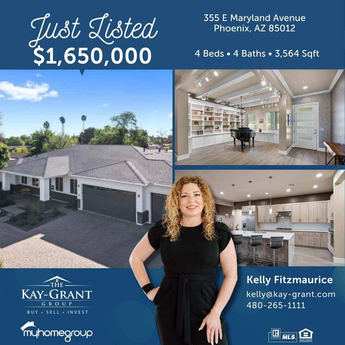 Three-car garage, updated kitchen, piano room luxury home for sale near biltmore north central phoenix 
