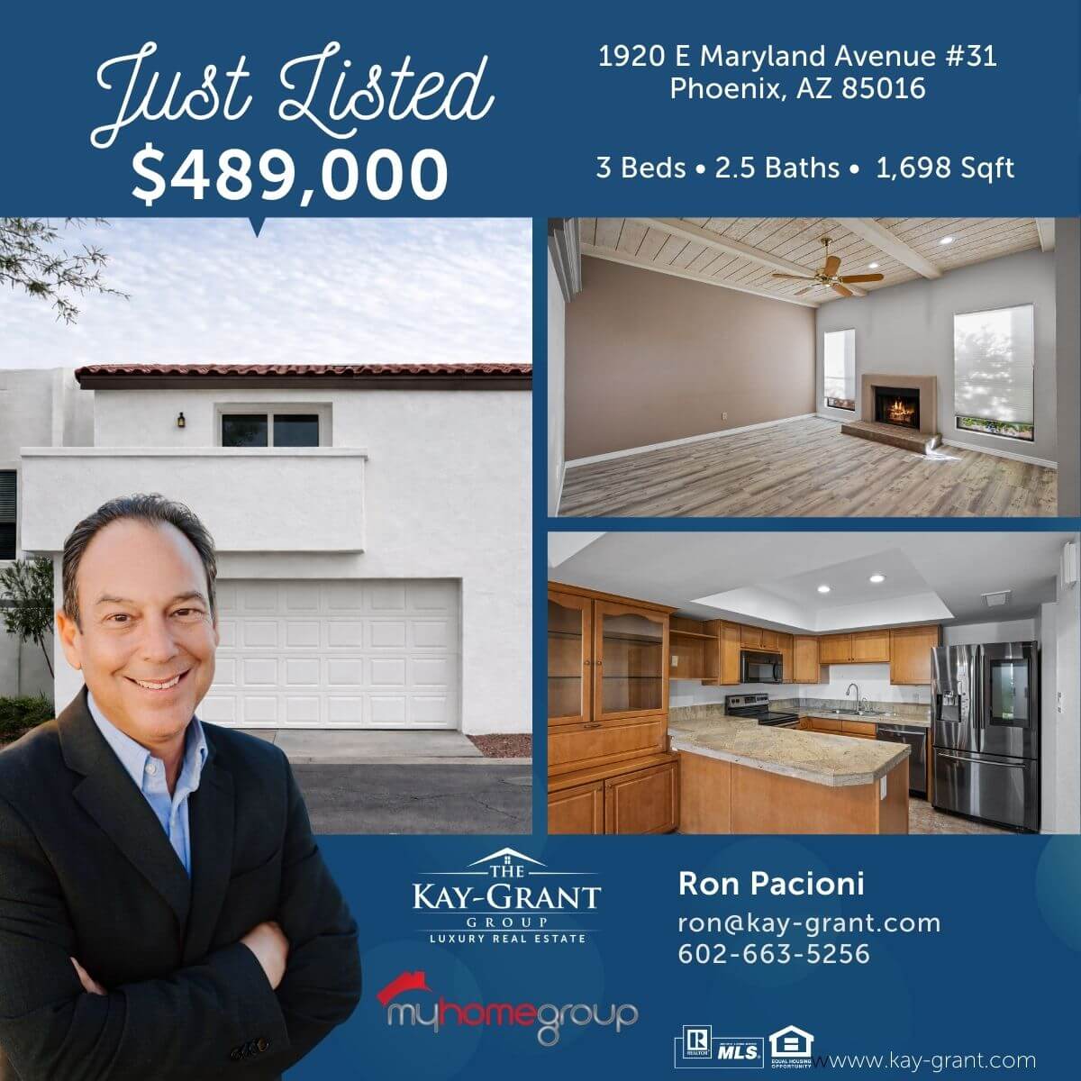 Interior and exterior of Phoenix townhome for sale near the Biltmore