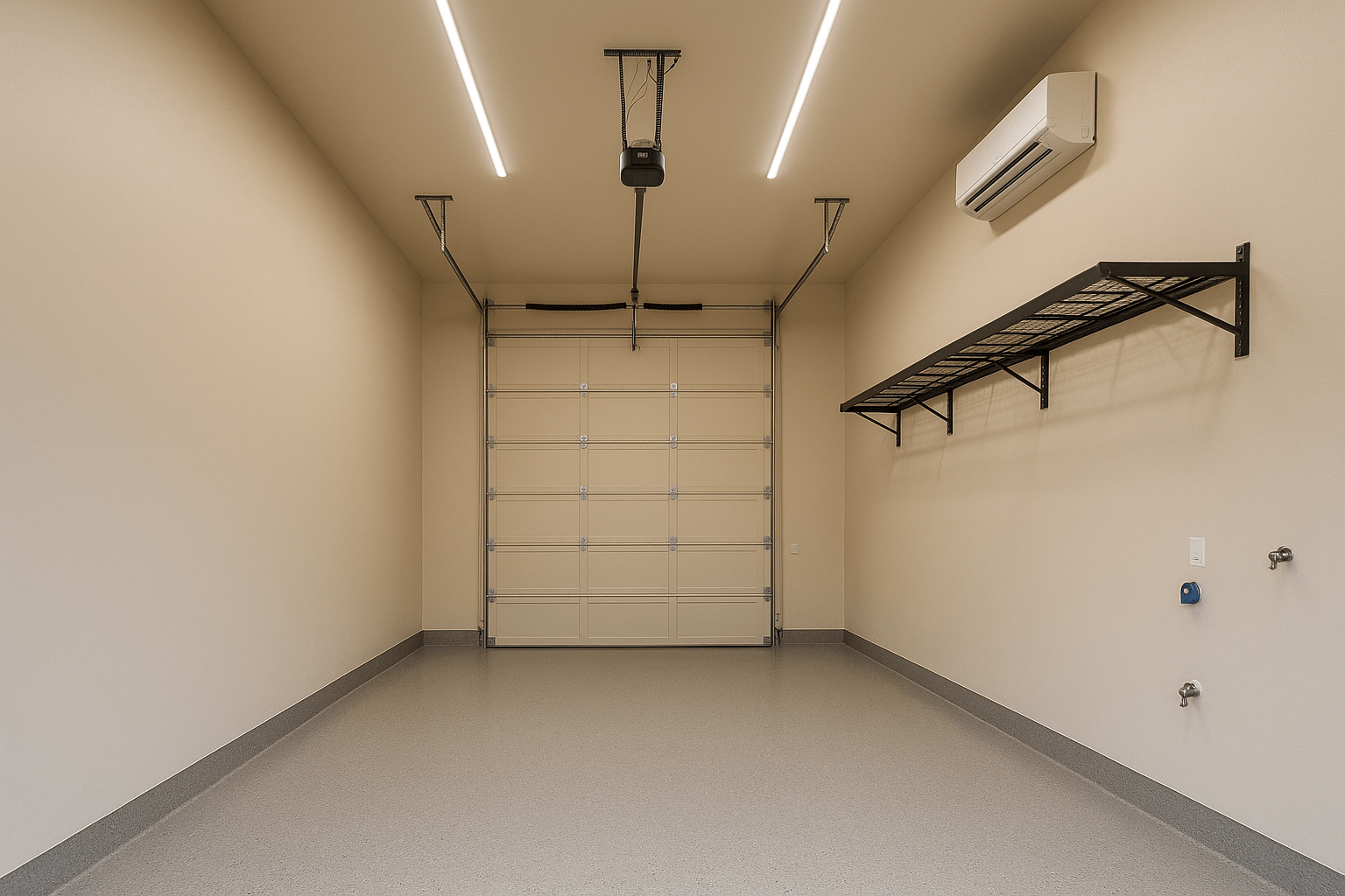 Interior of a tall Scottsdale RV garage with upgraded features